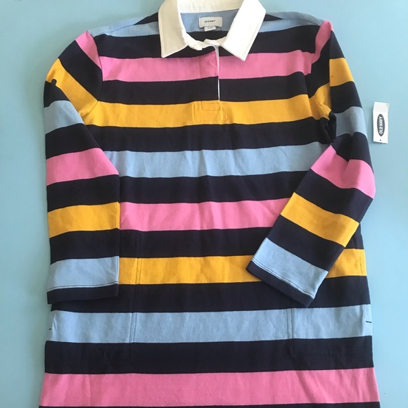 NEW Old Navy Girls Multicolor Striped Rugby Dress - Picture 3 of 5